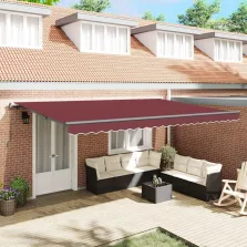   vidaXL burgundi vörös kézzel kihúzható napellenző 500 x 300 cm