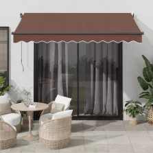   vidaXL barna automata kihúzható LED-es napellenző 350 x 250 cm
