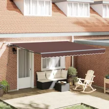   vidaXL barna automata kihúzható LED-es napellenző 400 x 300 cm