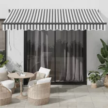   vidaXL antracitszürke-fehér automata kihúzható napellenző 350 x 250 cm