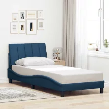   vidaXL ágykeret matrac nélkül Hanko kék 90x190 cm szövet