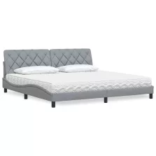 vidaXL világosszürke szövet ágy matraccal 200x200 cm