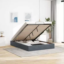   vidaXL Ottomán ágykeret matrac nélkül sötétszürke 140x200 cm bársony