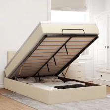   vidaXL krémszínű szövet ottomán ágy matraccal & LED-ek 120x190cm