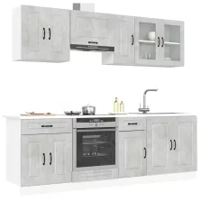   vidaXL 8 részes konyhai szekrény szett Kalmar betonszürke műszaki fa