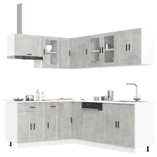   vidaXL 11 részes konyhai szekrény szett Porto betonszürke műszaki fa