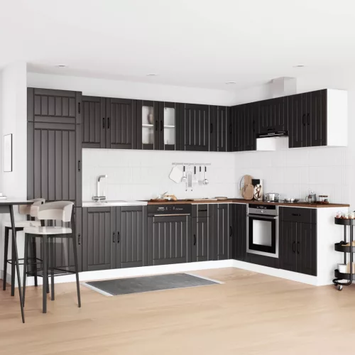 vidaXL Mosogatószekrény tárolóval ajtóval Lucca 2 pcs Fekete Faanyag