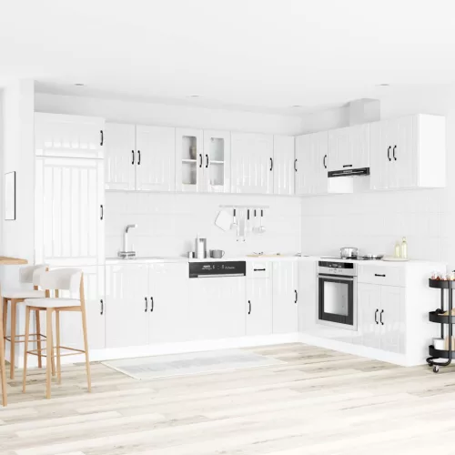 vidaXL Mosogatószekrény ajtóval Lucca 2 pcs Magas Fényű Fehér Faanyag