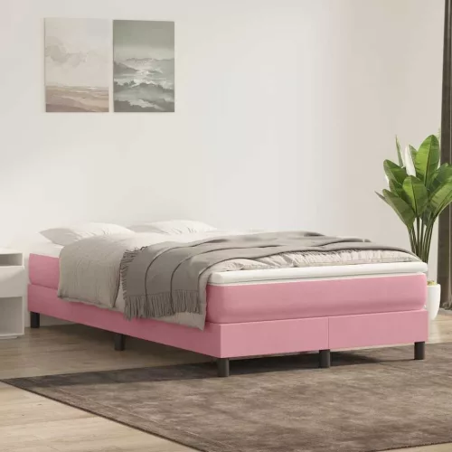 vidaXL rózsaszín bársony rugós ágy matrac nélkül 120x220 cm