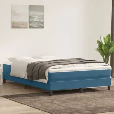   vidaXL sötétkék bársony rugós ágy matrac nélkül 160x220 cm
