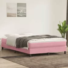 vidaXL rózsaszín bársony rugós ágy matraccal 140x210 cm