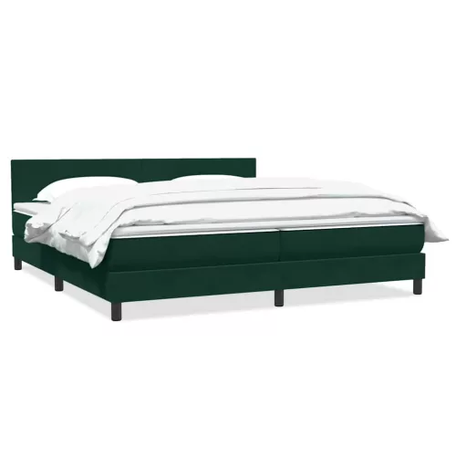 vidaXL sötétzöld bársony rugós ágy matraccal 180x220 cm