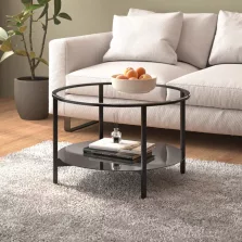   vidaXL fekete-átlátszó edzett üveg dohányzóasztal 70 cm