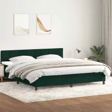   vidaXL sötétzöld bársony rugós ágy matraccal 180x220 cm