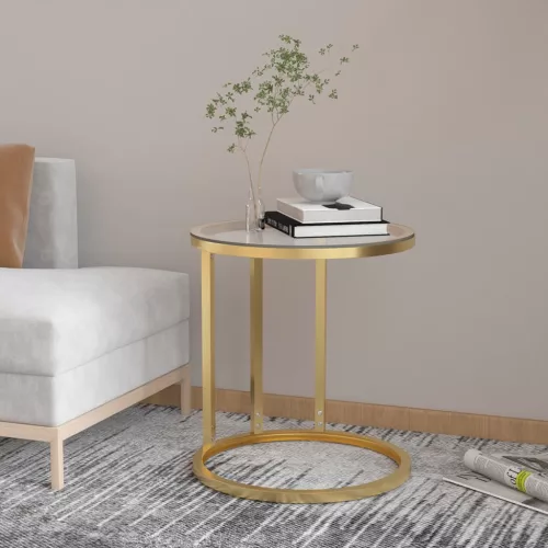 vidaXL arany-átlátszó edzett üveg kisasztal 45 cm