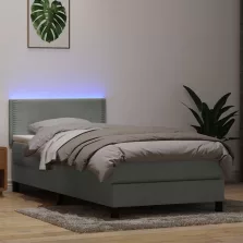   vidaXL világosszürke bársony rugós és LED-es ágy matraccal 80x210 cm