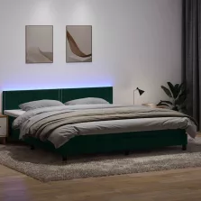   vidaXL sötétzöld bársony rugós és LED-es ágy matraccal 180x220 cm