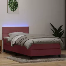   vidaXL rózsaszín bársony rugós és LED-es ágy matraccal 80x220 cm