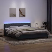   vidaXL sötétszürke bársony rugós és LED-es ágy matraccal 180x220 cm
