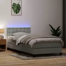   vidaXL világosszürke bársony rugós és LED-es ágy matraccal 80x220 cm