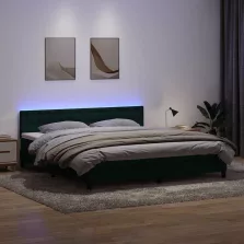   vidaXL sötétzöld bársony rugós és LED-es ágy matraccal 180x220 cm
