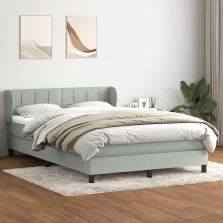   vidaXL világosszürke bársony rugós ágy matraccal 160x220 cm