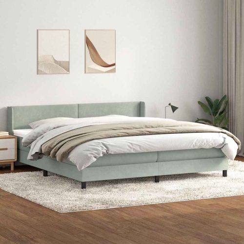 vidaXL Box Spring ágy matraccal Világosszürke 180x220 cm bársony