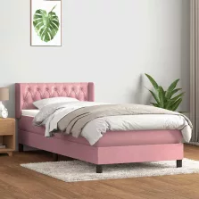 vidaXL rózsaszín bársony rugós ágy matraccal 90x210 cm