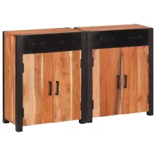   vidaXL Széf fiókkal 2 pcs Barna 110 x 30 x 75 cm Tömör Akácfa