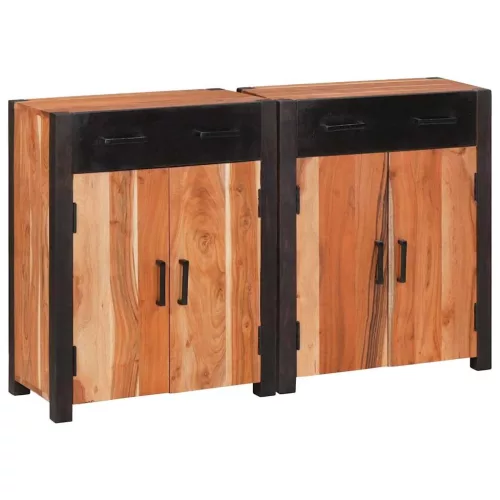 vidaXL Széf fiókkal 2 pcs Barna 110 x 30 x 75 cm Tömör Akácfa