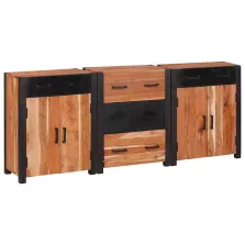  vidaXL Széf fiókkal 3 pcs Barna 165 x 30 x 75 cm Tömör akácfa