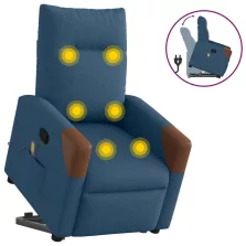   vidaXL kék szövet felállást segítő dönthető masszázsfotel