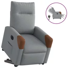   vidaXL elektromos felállást segítő világosszürke szövet dönthető fotel