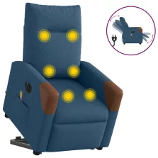   vidaXL elektromos felállást segítő kék szövet dönthető masszázsfotel