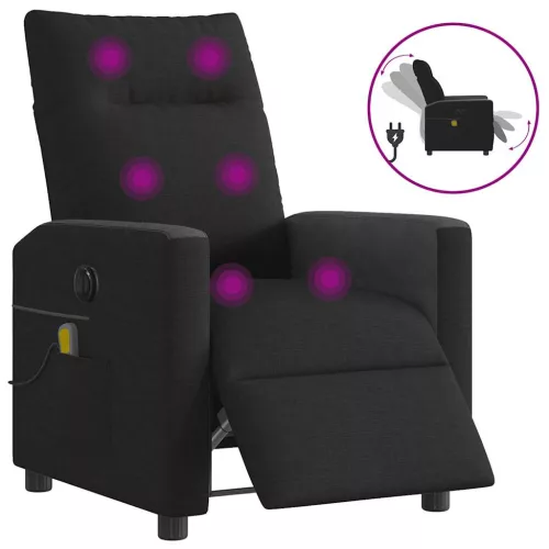 vidaXL fekete szövet elektromos dönthető masszázsfotel