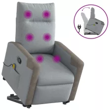  vidaXL világosszürke szövet felállást segítő dönthető masszázsfotel