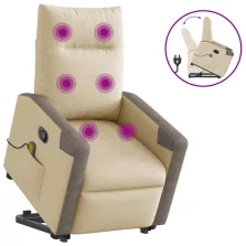   vidaXL krémszínű szövet felállást segítő dönthető masszázsfotel