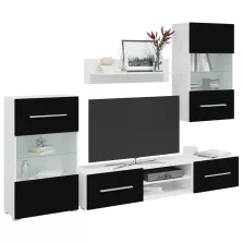   vidaXL 5 darabos TV szekrény LED világítással matt fekete