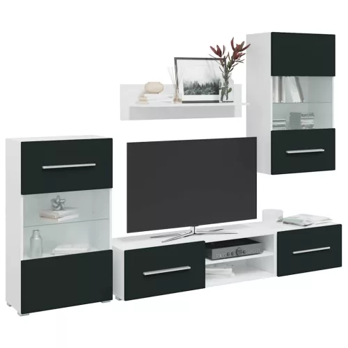 vidaXL 5 darabos TV szekrény LED világítással matt indigó színű, műfa