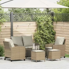   vidaXL 6 részes bézs polyrattan kerti ülőgarnitúra párnával