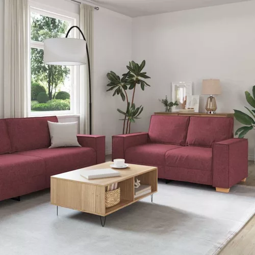 vidaXL Kanapé 3 pcs Bordó 220 x 80 x 84 cm Lábbal kevert anyag