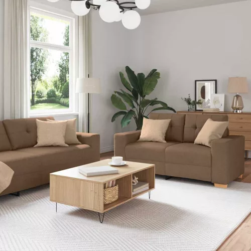 vidaXL Kanapé 3 pcs Barna 221 x 80 x 80 cm Lábbal kevert anyag