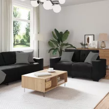   vidaXL Kanapé Szett párnával 3 pcs Fekete 221 x 78 x 80 cm Bársony