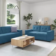 vidaXL Kanapé Szett 3 pcs Kék Bársony