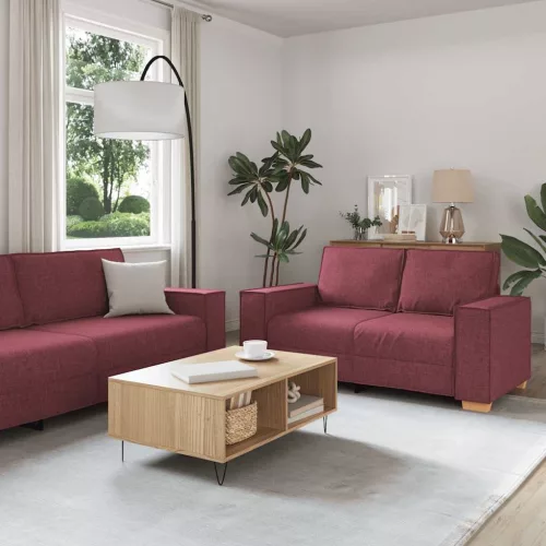 vidaXL 2 részes bordó szövet ülőgarnitúra párnákkal