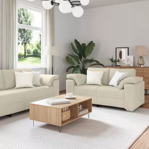 vidaXL Kanapé Szett 2 pcs Barna 219 x 77 x 82 cm szövet