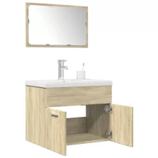   vidaXL 3 részes sonoma tölgyszínű szerelt fa fürdőszobai bútorszett