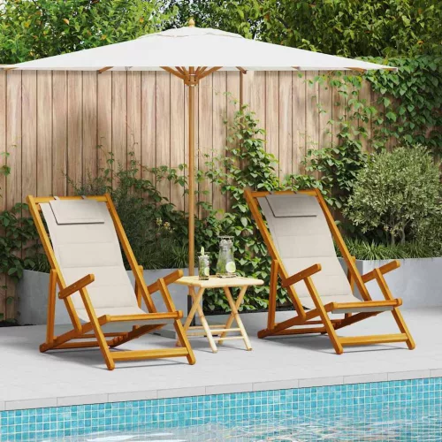 vidaXL Tengerparti szék párnával 2 pcs Barna x Tömör akácfa
