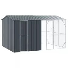   vidaXL Kerti madárkalitka bővítéssel, antracit 310x442x247 cm acélból