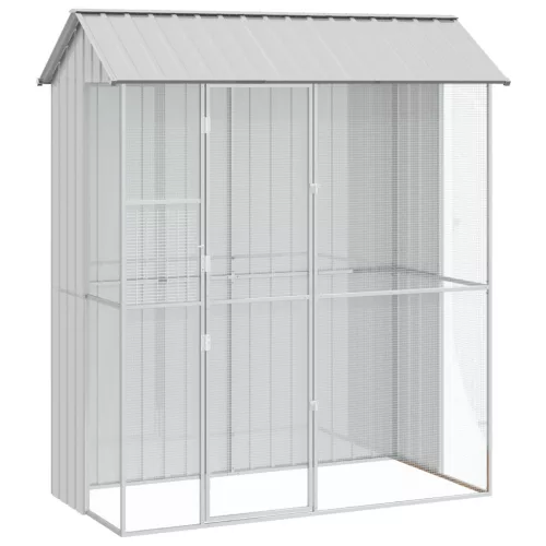 vidaXL Madárkalitka Szürke 215x110x247 cm Acél